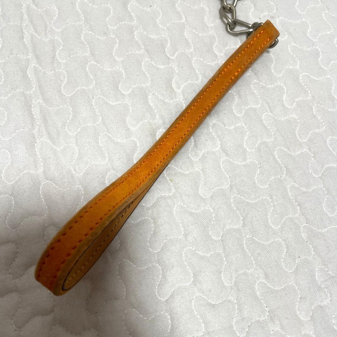 【美品】廃盤品HERMESエルメス犬用チェーンリード小型中型犬用オレンジヌメ革M