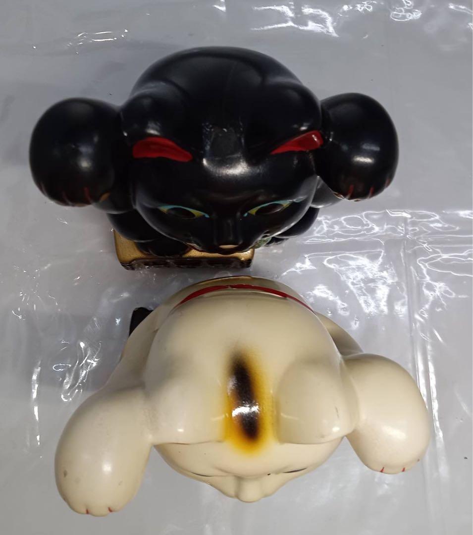 招き猫 縁起物 置物 貯金箱 億万両 黒猫 白猫 アンティーク 昭和 レトロ