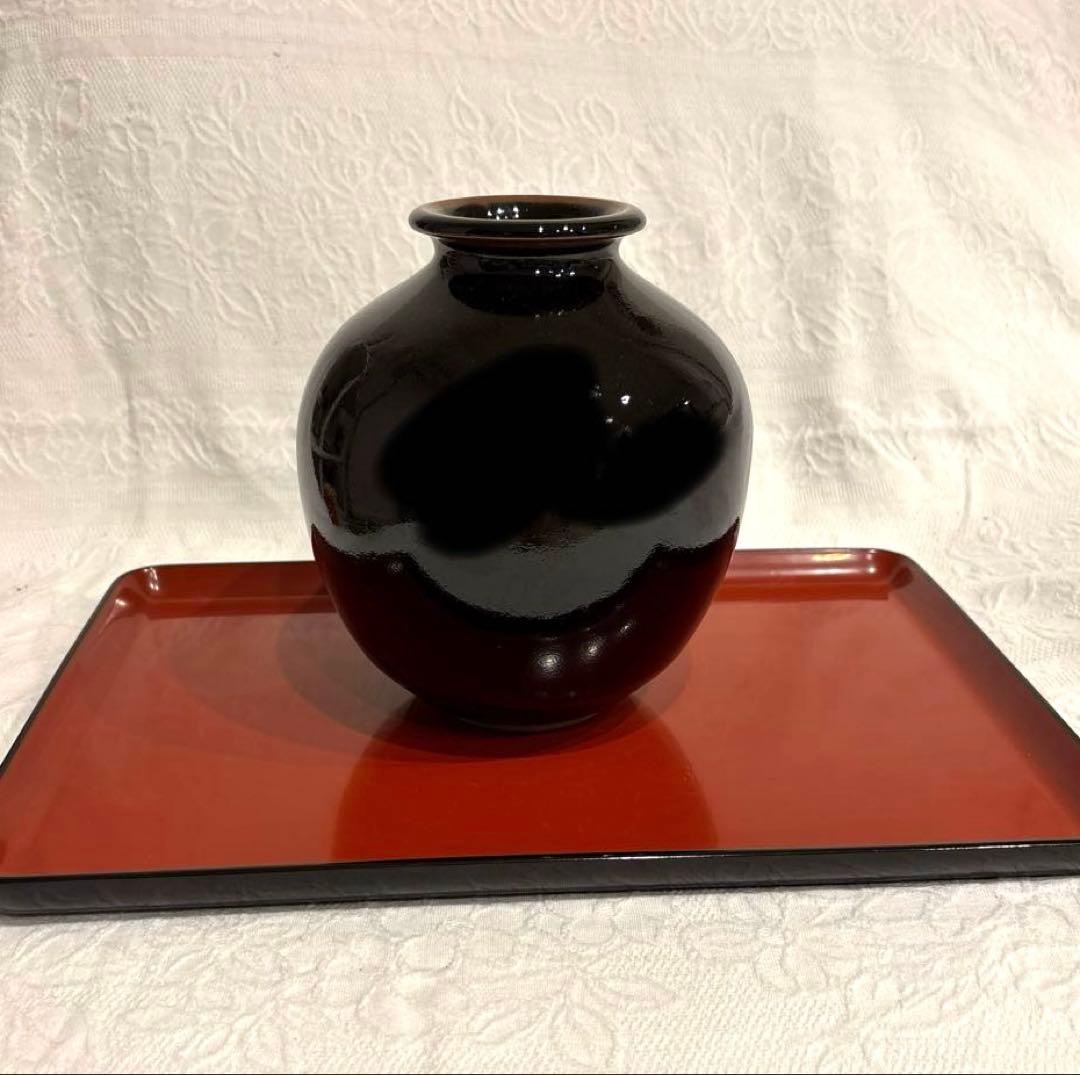 庵地焼　花器　壺　民芸品　3代目作