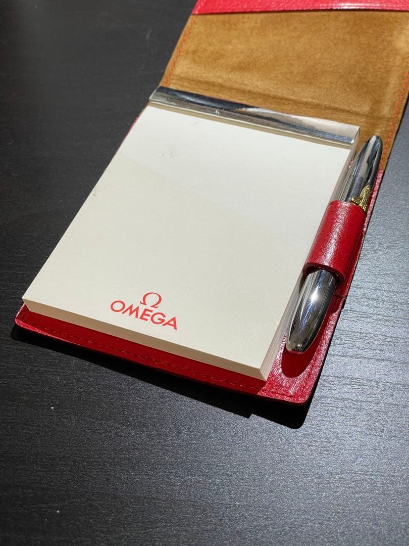 オメガ OMEGA×スケドーニ×フィシャーメモ レザーカバー ボールペン付き