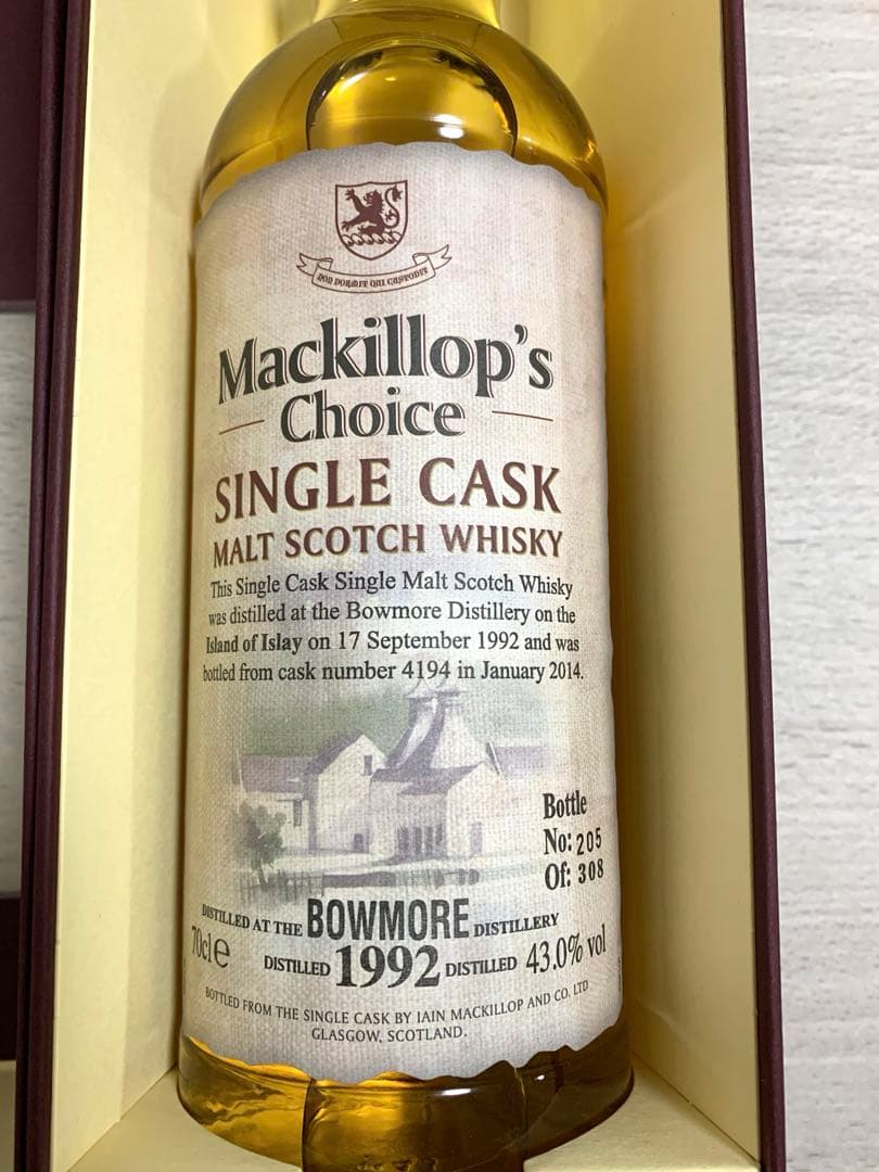 マキロップチョイス ボウモア 1992 43% 700ML