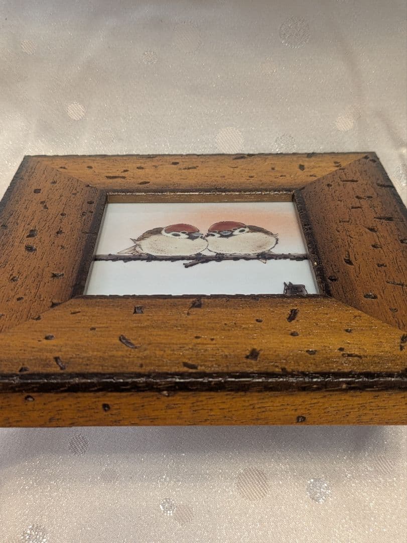 九谷焼 陶額 二雀図 中村陶志人 壁掛け