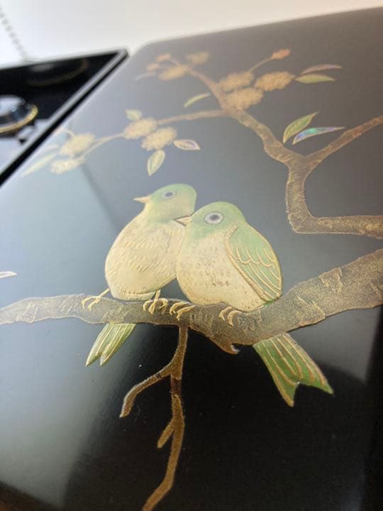 硯箱　桜と目白