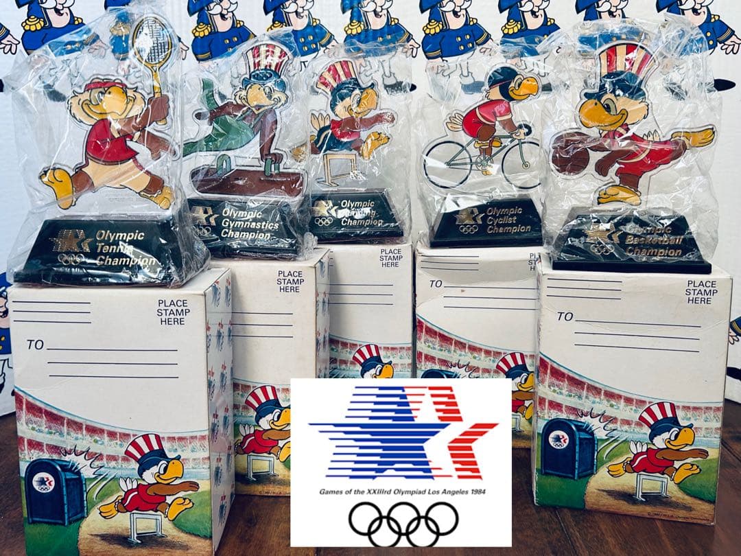 83' ロサンゼルスオリンピックマスコット イーグルサムトロフィー 5種セット