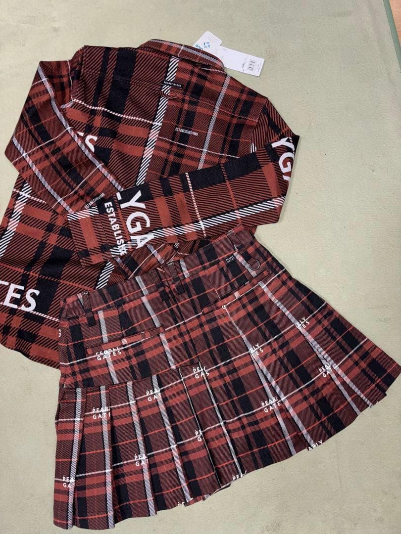 （新品と美品）パーリーゲイツ 、グレンチェック柄シリーズ、セットアップ、サイズ1