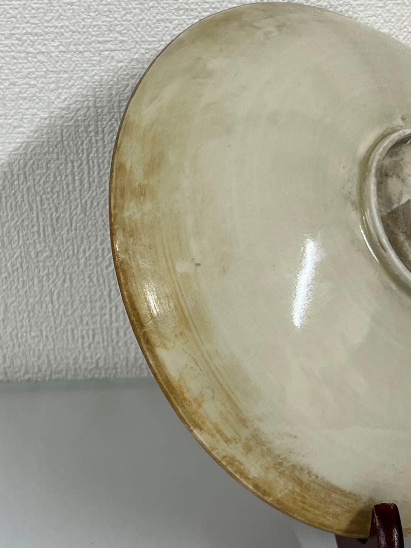 中国古美術　宋時代定窯白磁花卉•鶴紋皿；BL1-7