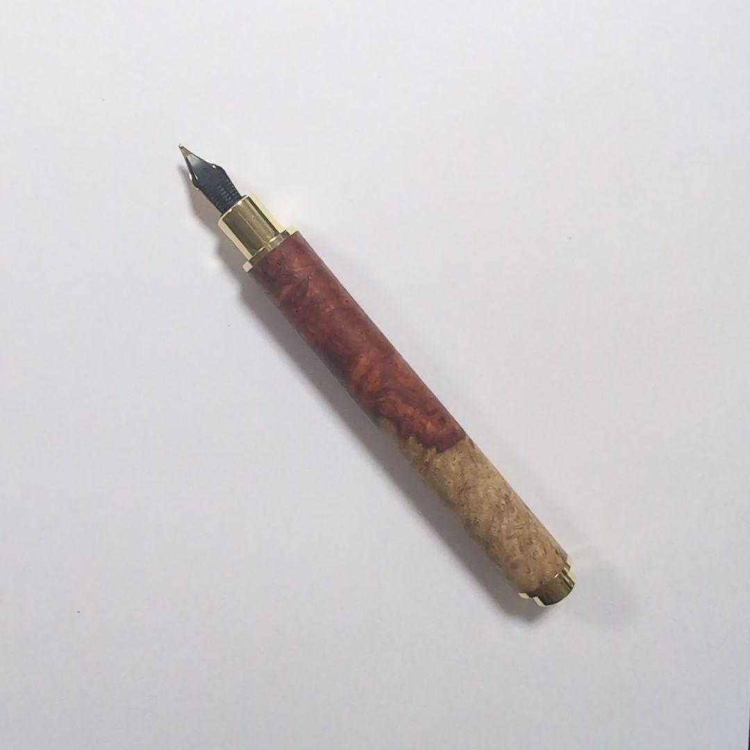 万年筆　金木犀 花梨紅白特上 万年筆 金色金具 M