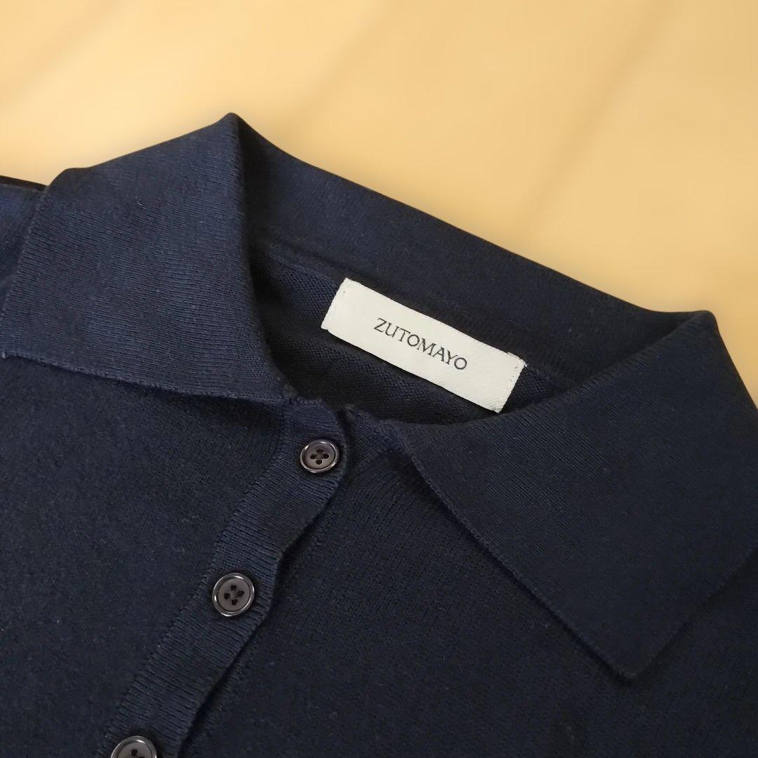 【ずっと真夜中でいいのに。】長袖ニットポロシャツ/ダークネイビー