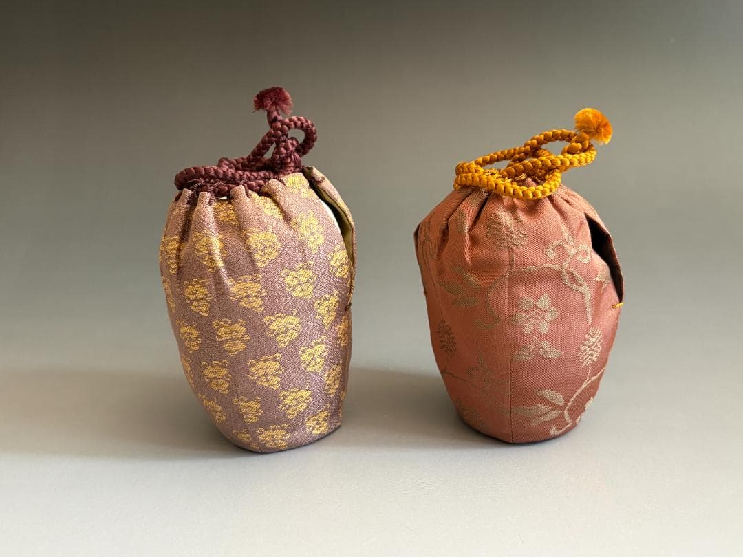 松林豊斎　朝日焼　鹿背肩衝茶入　眼鏡仕服　茶道具