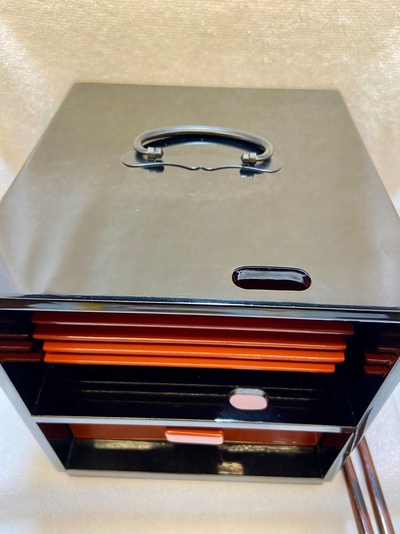 茶道具 漆器 手提げ 菓子器揃 銘々皿 黒と朱【匿名配送】