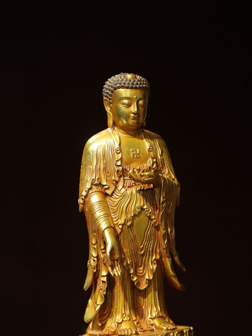 仏教美術 鎏金阿弥陀仏駅像 釈迦牟尼仏像 家内仏堂 供仏 置物