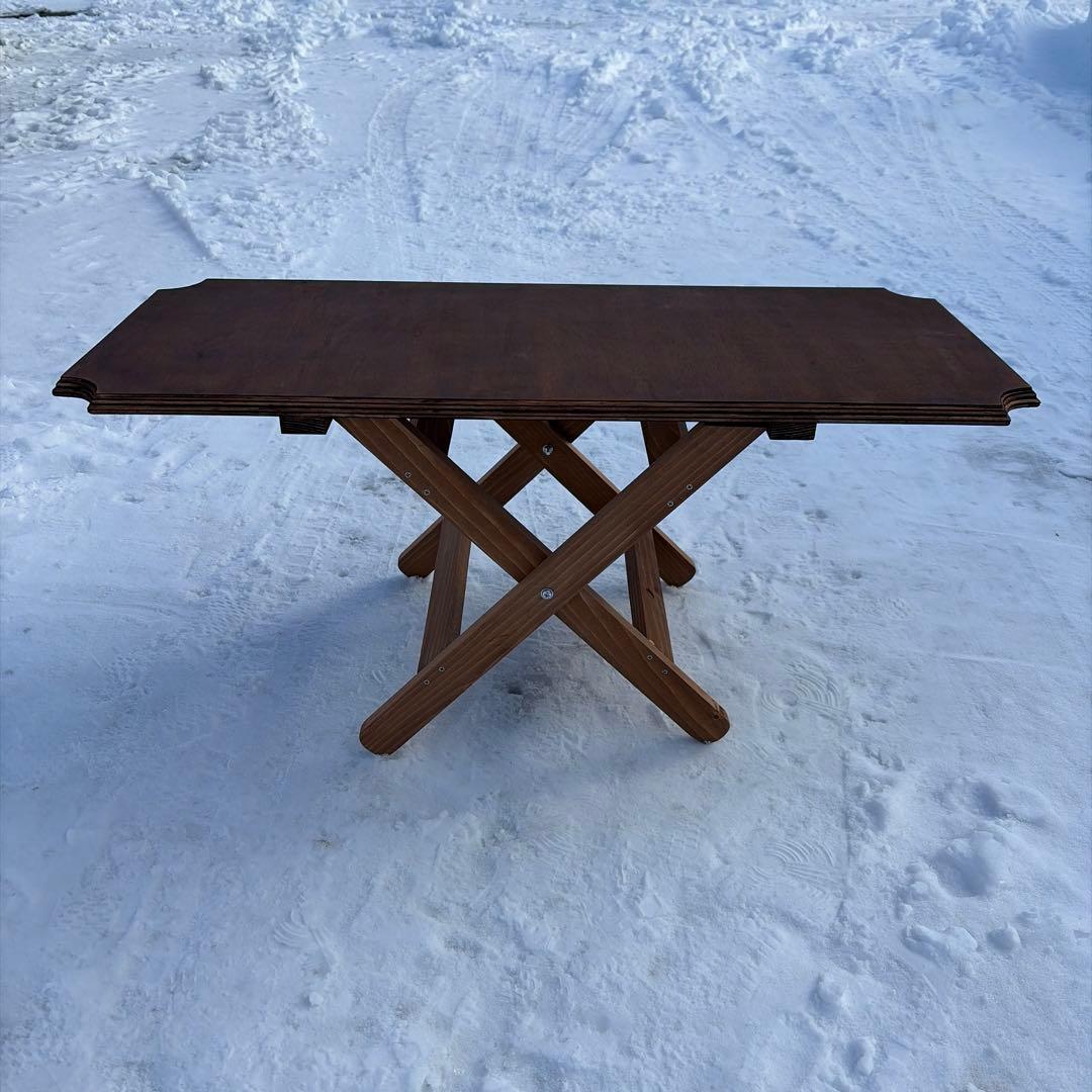 キャンプテーブル　ローテーブル　ハンドメイド　折り畳み　無骨　ソロキャンプ