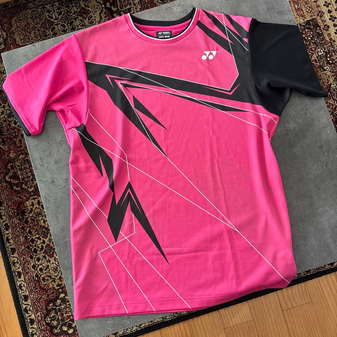 \美品/ YONEX ピンク ゲームシャツ Oサイズ