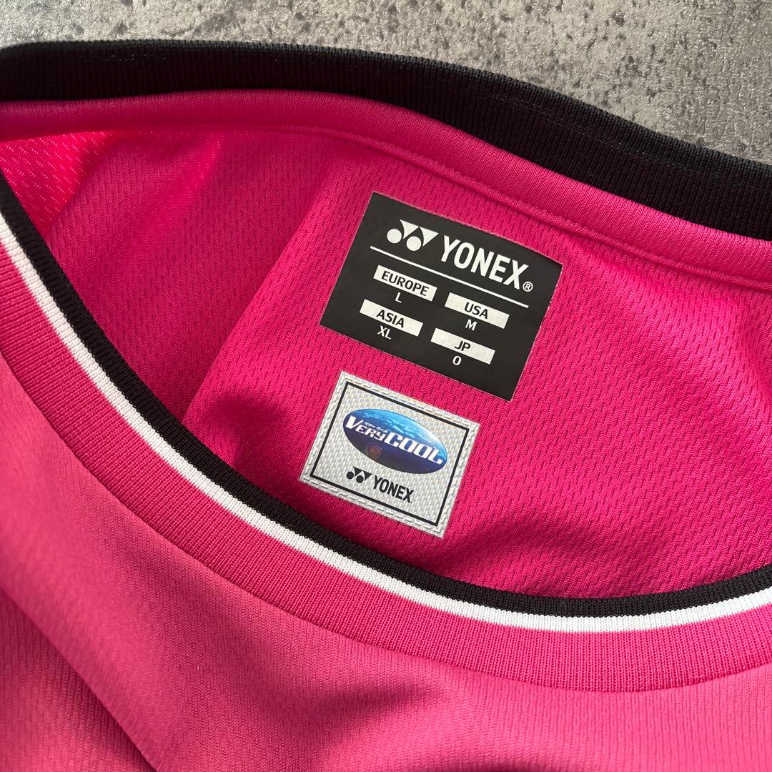 \美品/ YONEX ピンク ゲームシャツ Oサイズ