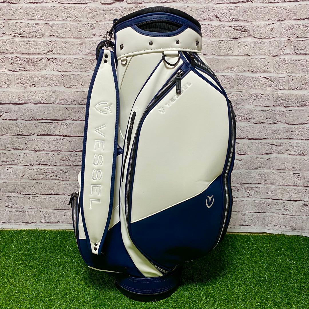 Vessel ベゼル キャディバッグ ホワイト ネイビー 白 ゴルフバッグ