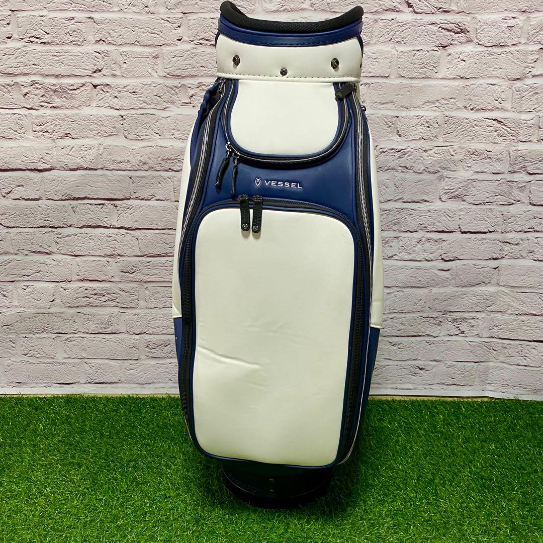 Vessel ベゼル キャディバッグ ホワイト ネイビー 白 ゴルフバッグ