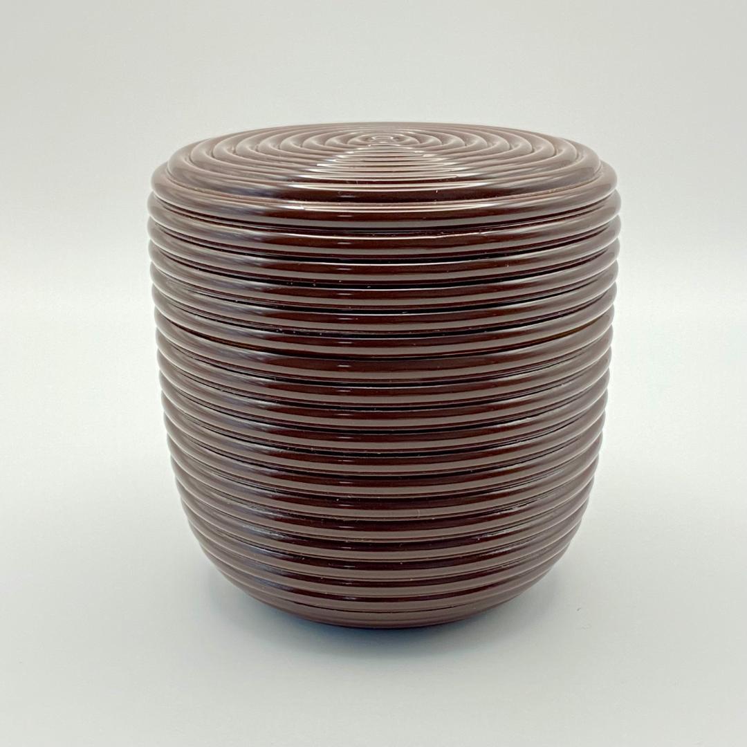 大棗 潤塗 独楽筋　中谷秀斉　共箱入　茶道具　薄茶器　漆芸　伝統工芸品