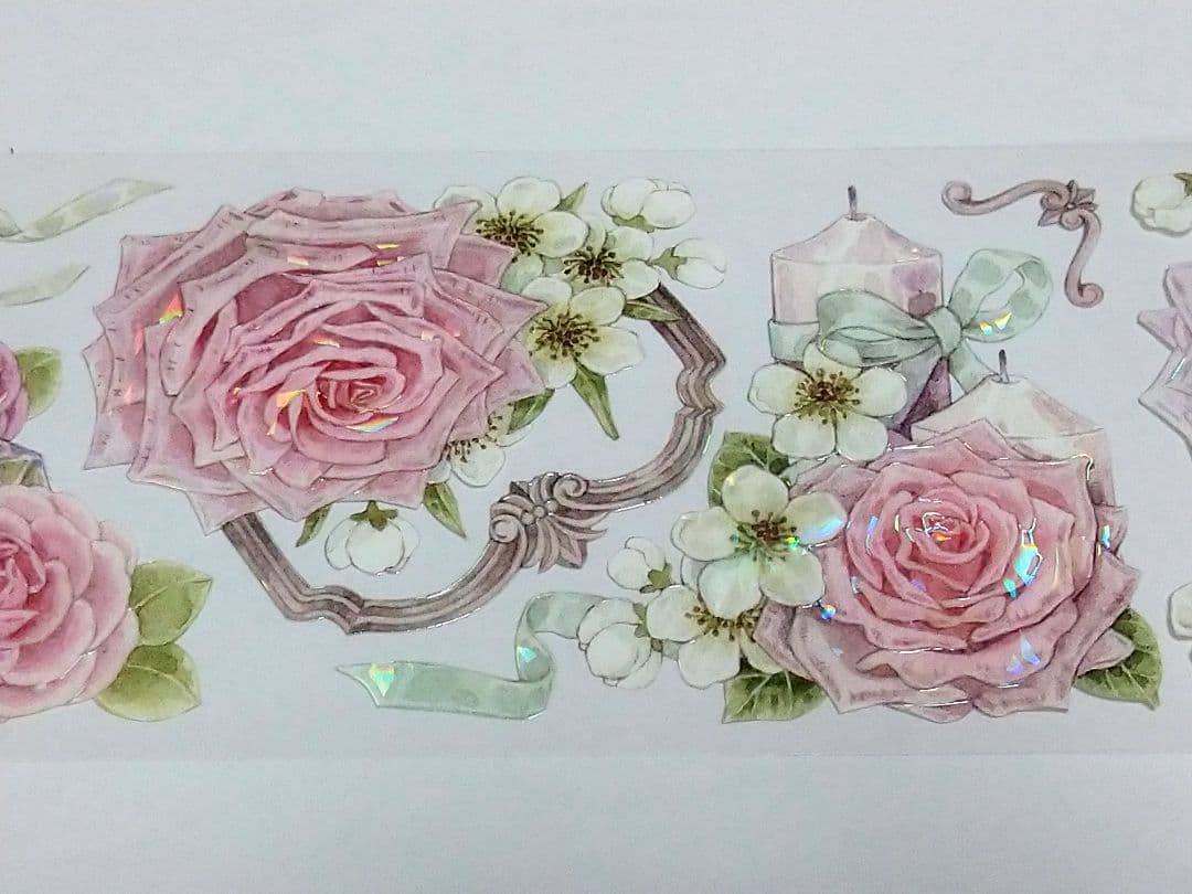 S15＃桃雾间(贝壳光)花柒所切り売り海外装飾マステ