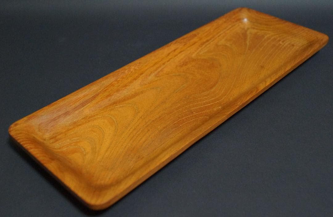 木製 欅製 長方盆 刳り貫き 煎茶盆 / 煎茶道具