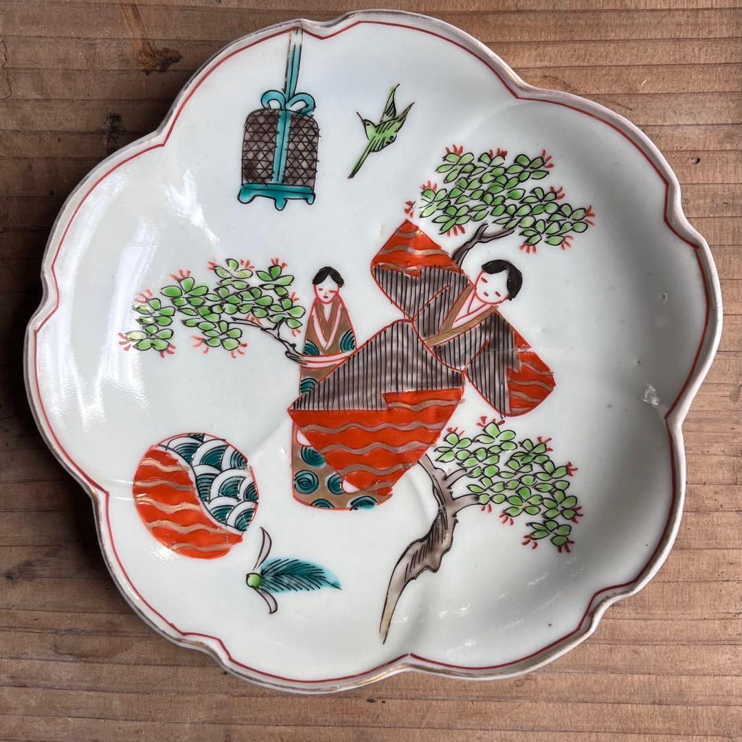 骨董　古伊万里　立雛　5寸皿　5客組