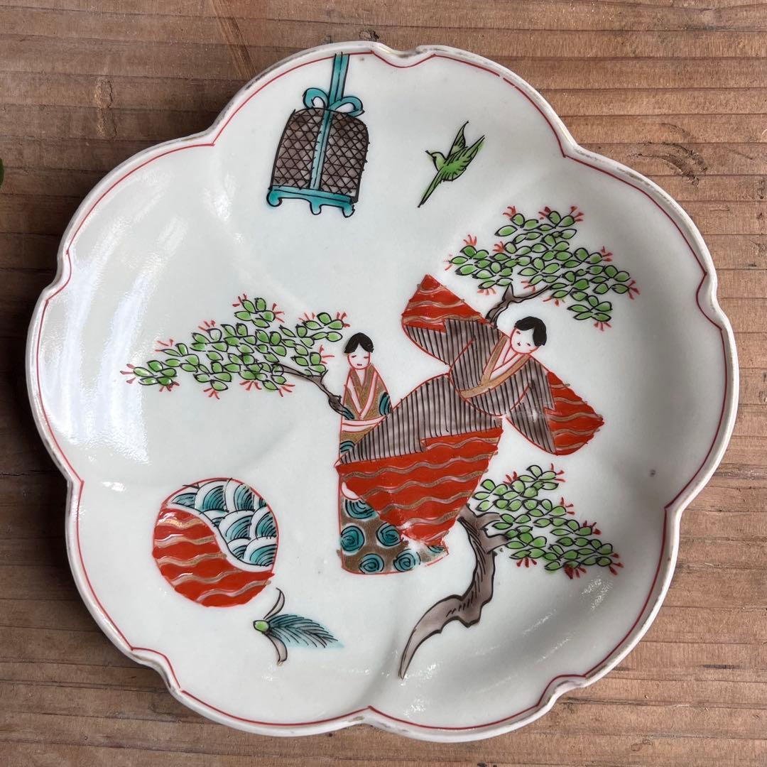 骨董　古伊万里　立雛　5寸皿　5客組