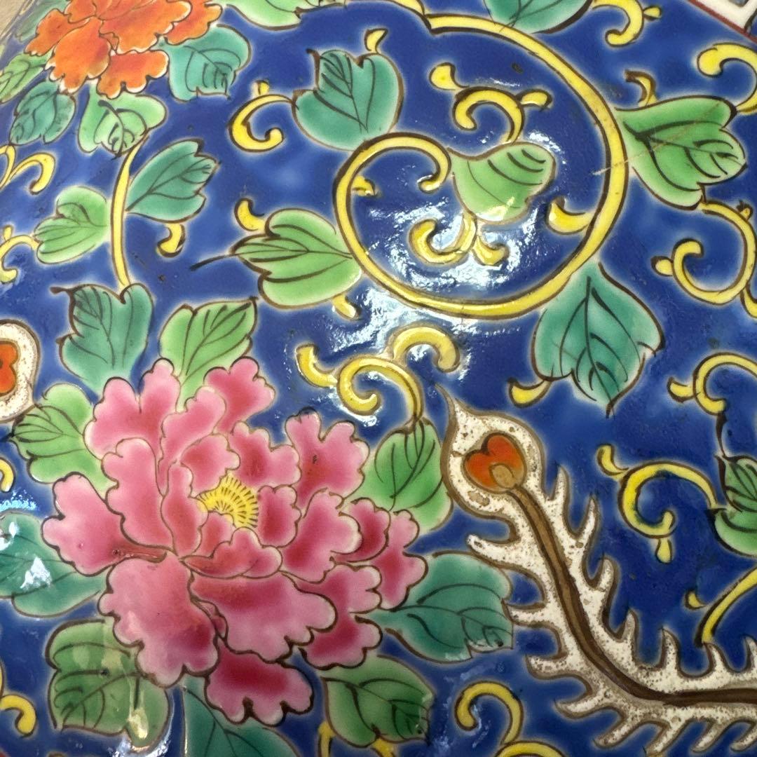 伊万里　十錦手　色絵彩色牡花唐草鳳凰紋　火鉢