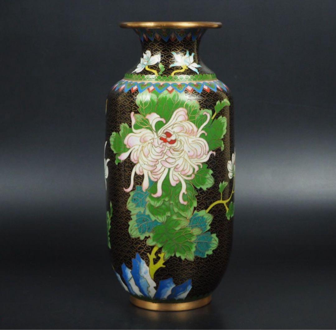 送料無料　中国古玩　景泰藍七宝花瓶　高さ約26ｃｍ