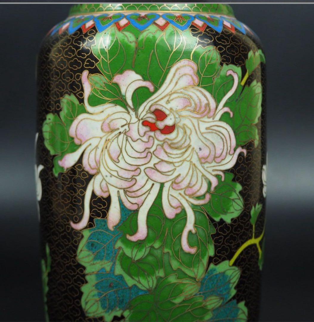 送料無料　中国古玩　景泰藍七宝花瓶　高さ約26ｃｍ