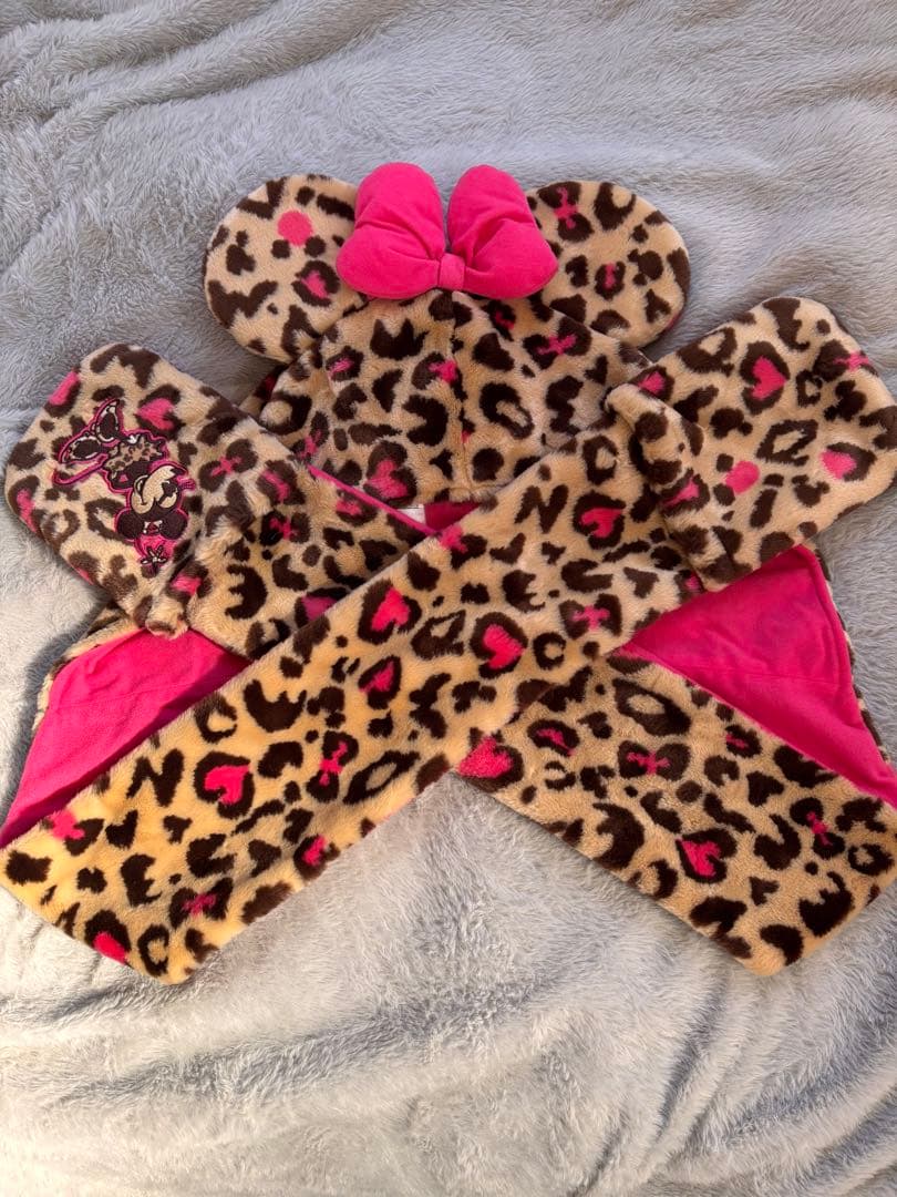 ミニー・マウス ヒョウ柄フリースキャップ