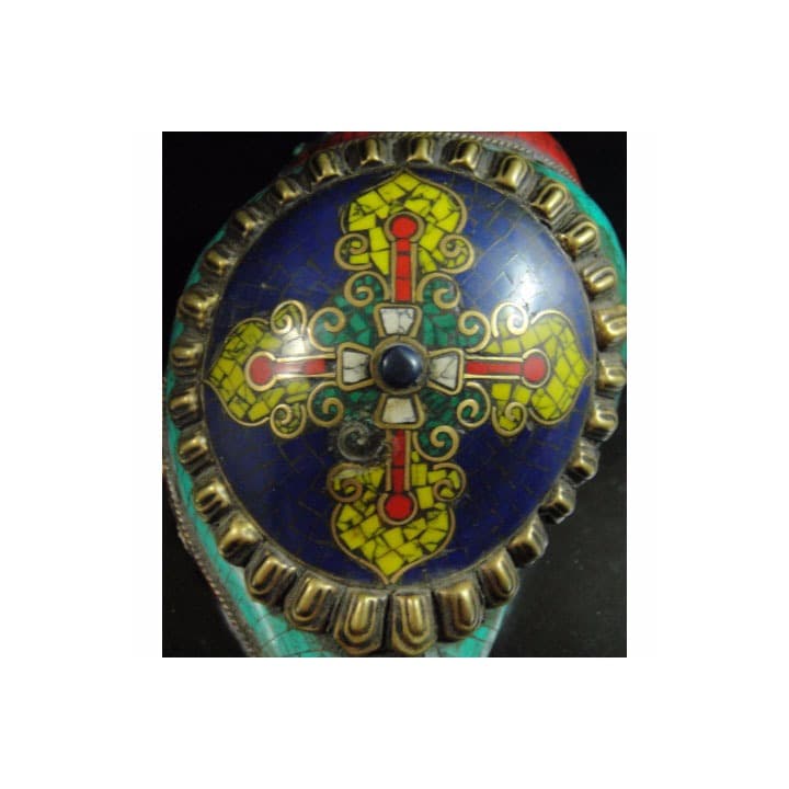 ◆チベット密教法具 法螺貝（シャンカ）羯磨（カツマ)-3