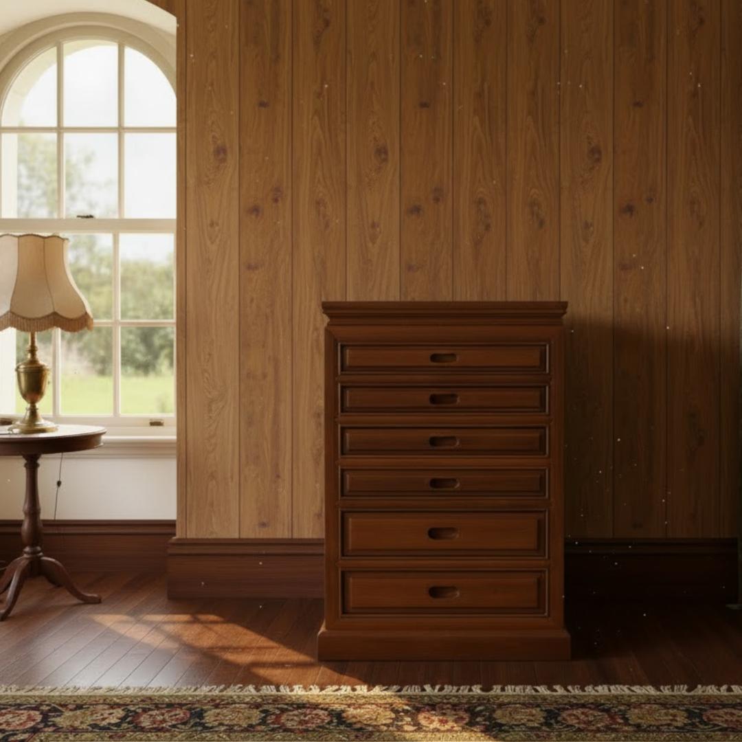 【高級】木製 レトロアンティーク 6段サイドキャビネット