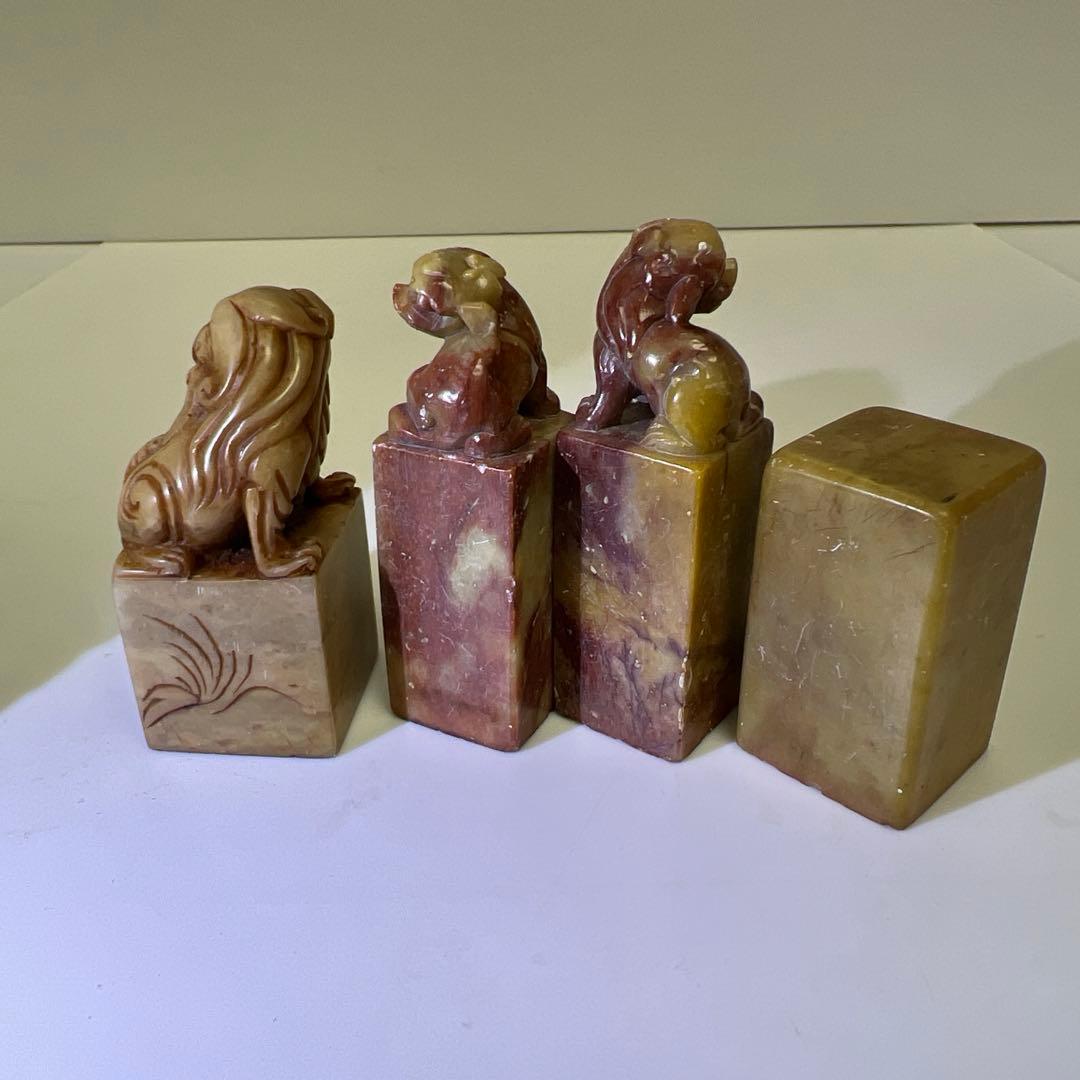 中国古玩　寿山石印材　1346g 高さ約6~13.5㎝　東Y8-0204☆2F