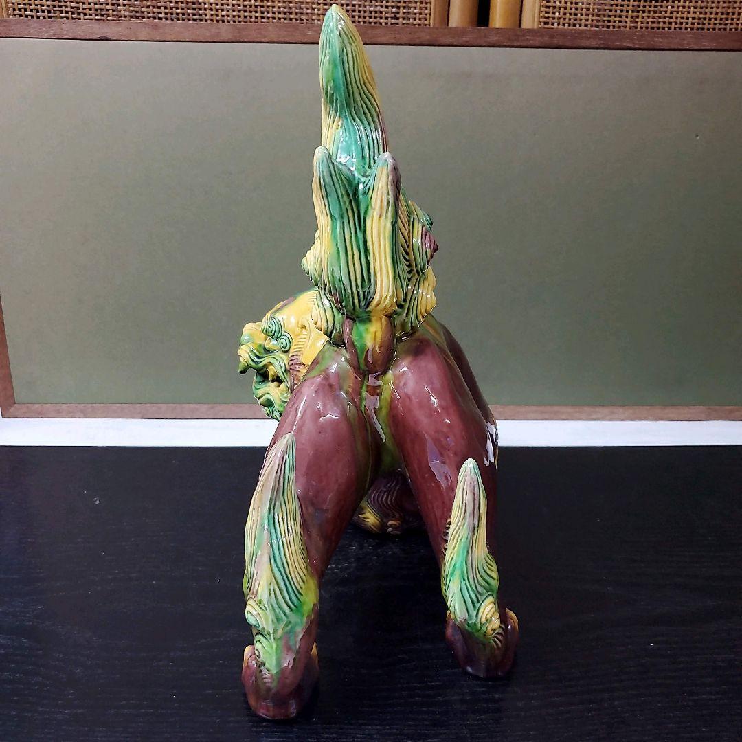 （612）✿特価★十三代横石嘉助★長崎三彩★唐獅子置物★破魔オマケ付き★