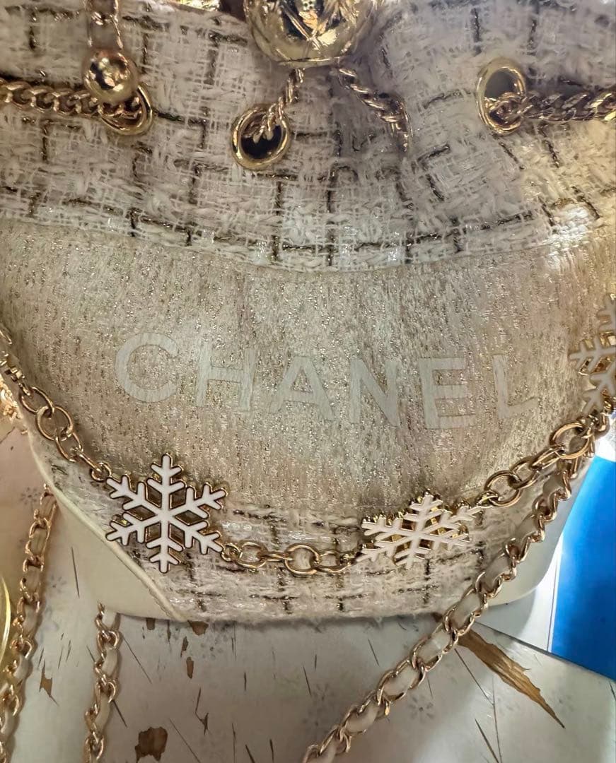 非売品 CHANEL ノベルティ 白 ツイード バケットバッグ　値下げ　箱付き