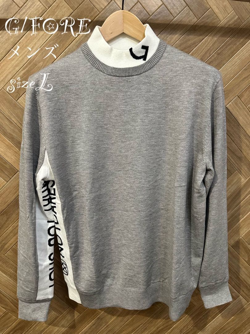 新品未使用新作G/FOREジーフォアメンズセーター裏地付きsizeLグレー
