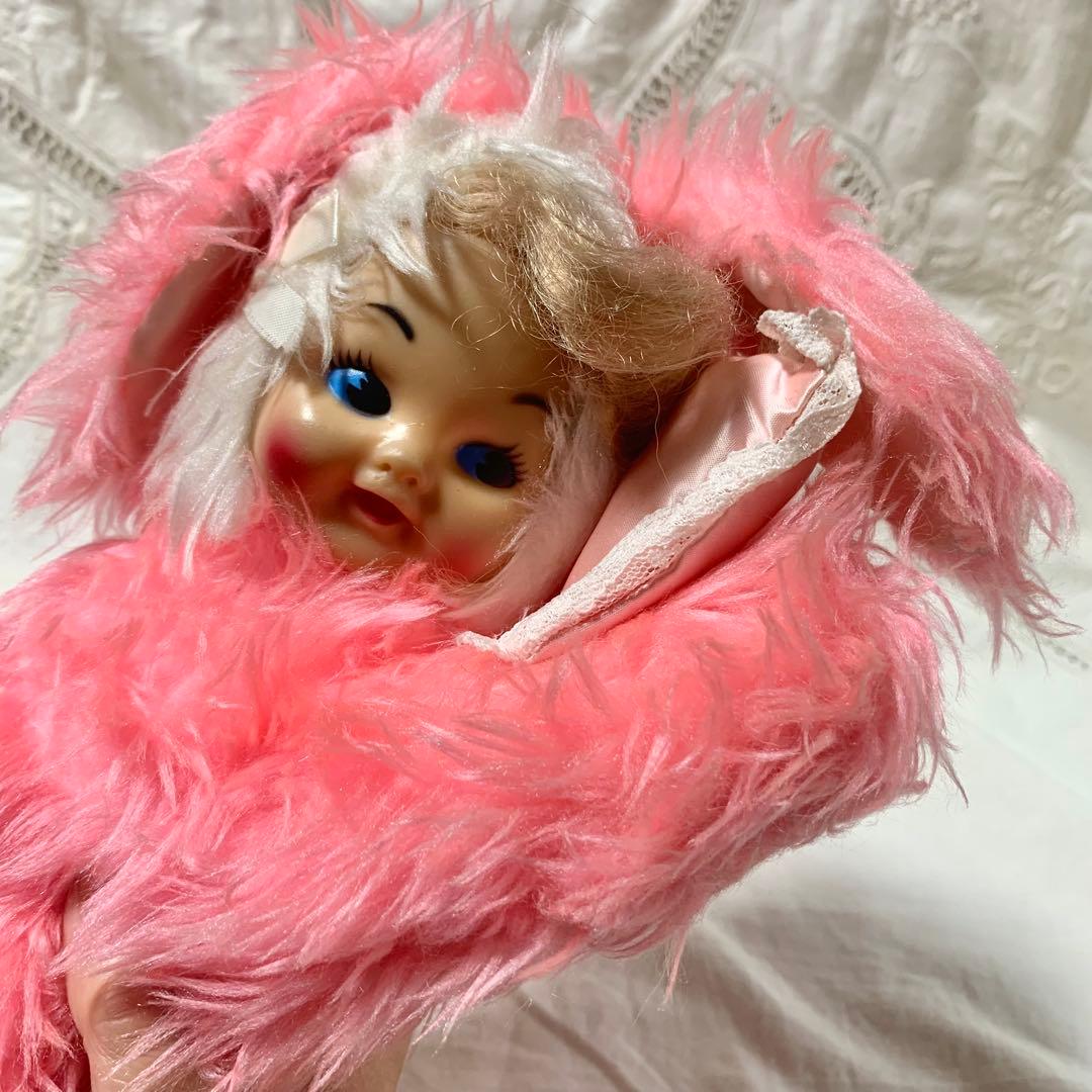 ヴィンテージ　ラバーフェイスドール　バニー　オルゴールつき