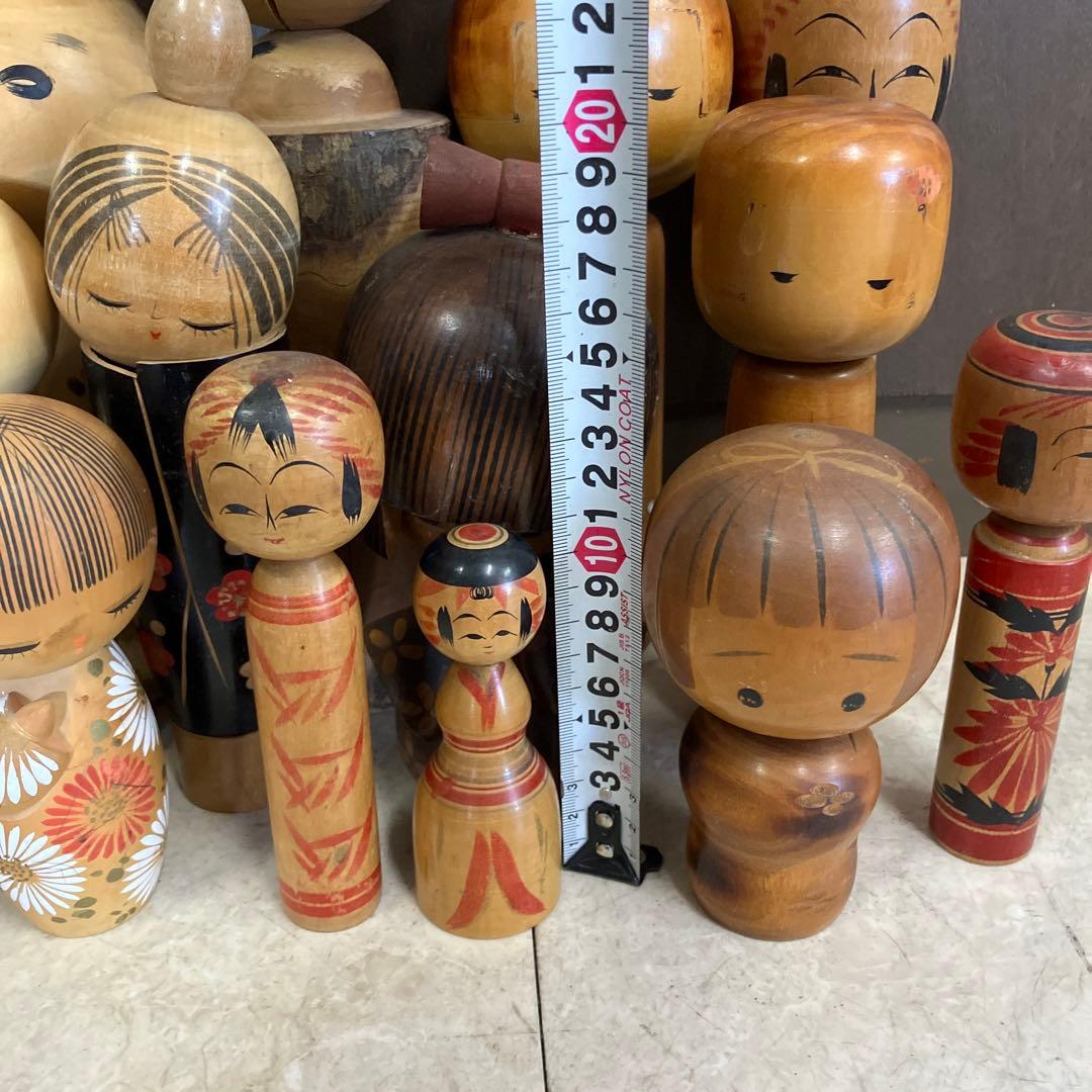 D-3 昭和レトロ 木製 こけし 小芥子 18体セット まとめ売り 大量 人形