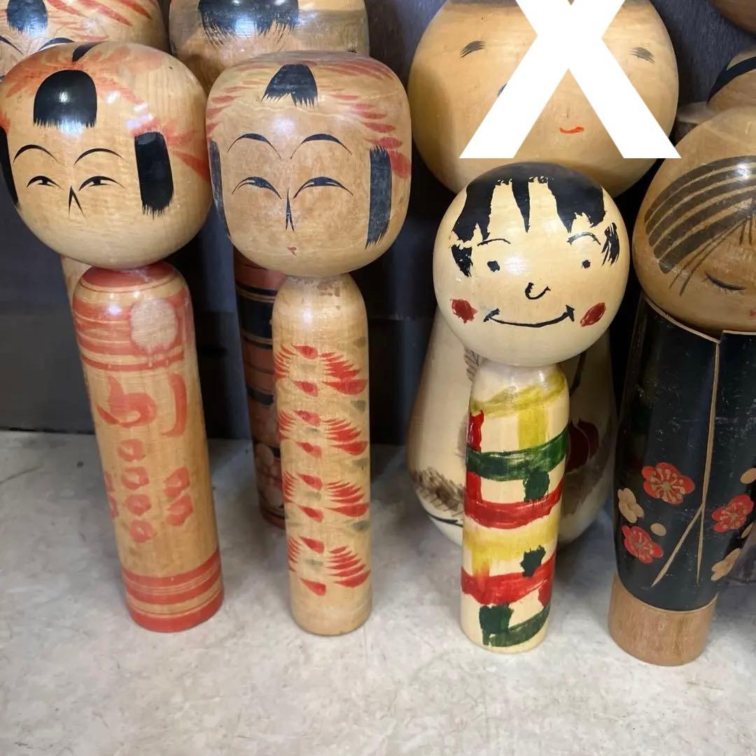 D-3 昭和レトロ 木製 こけし 小芥子 18体セット まとめ売り 大量 人形