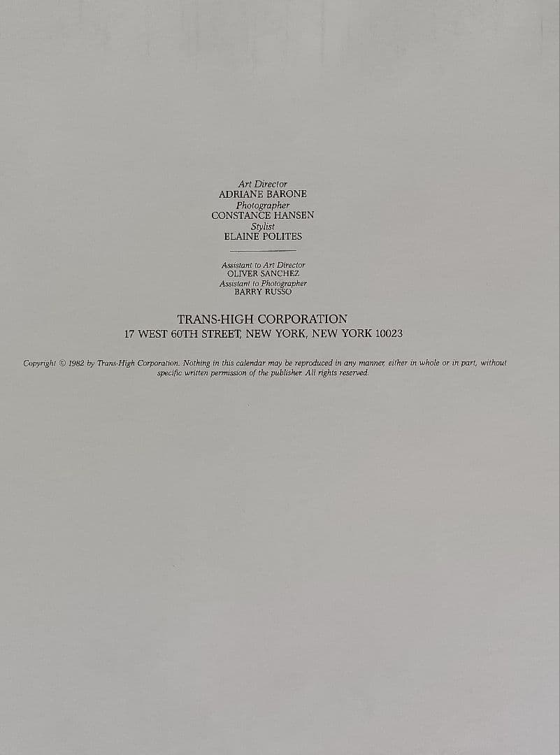 80s/VINTAGE/82年−HIGHT−TIMES/CALENDAR。