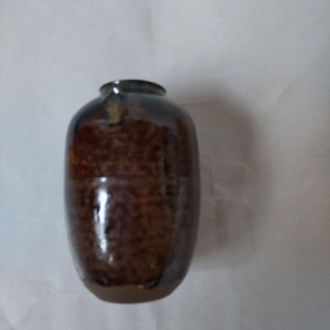 高取焼 亀井楽山 作 耳付茶入 仕覆 定家緞子 茶道具 共箱 茶入 新品 未使用