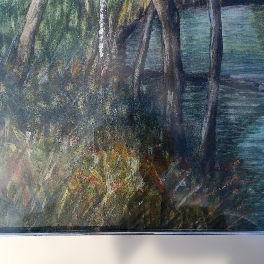 5192）水彩画　池溜り　俊の印あり