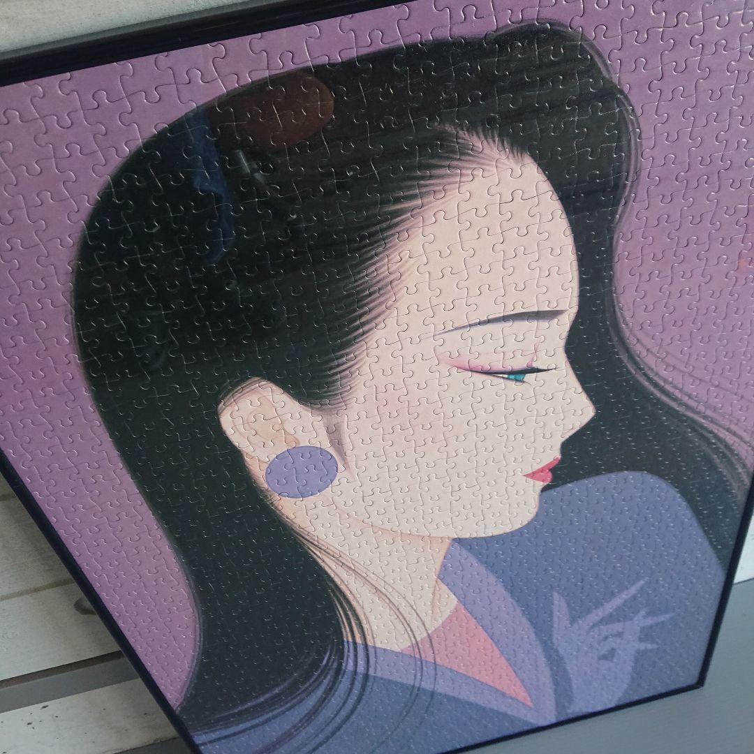 鶴田 一郎 紫の想い 希少 レア 美人画 ノエビア パズル 完成品 額付