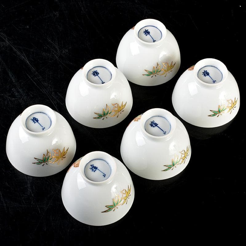 京焼　平安　三世　輝山造　色絵金彩　猿図煎茶碗　6客　共箱　M　R6080