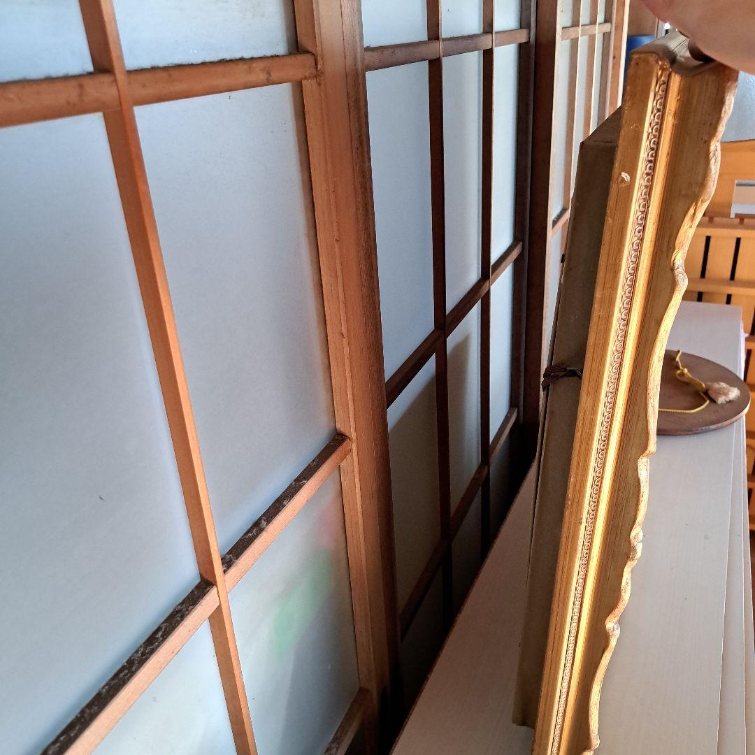 が*ゃ様 川田一　冬の風景 油彩画 金色フレーム