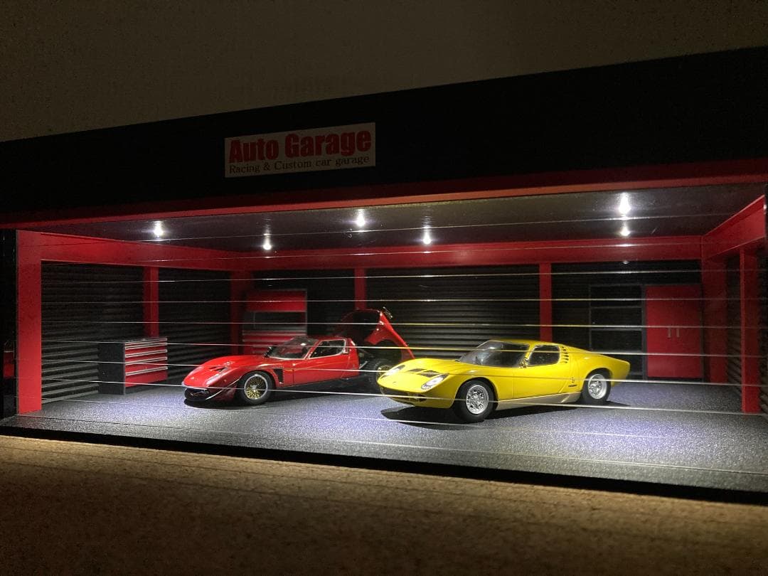 ミニカー専用ジオラマ：1/43 鉄骨造タイプガレージ／アクセサリー6点付属！