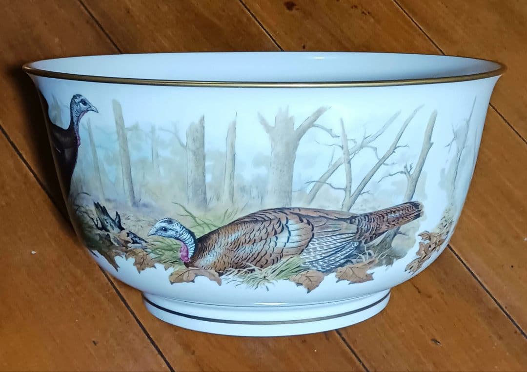 フランクリン ポーセリン 七面鳥デザイン 陶器ボウル 大鉢 限定品 1983年製