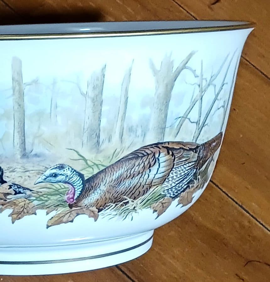 フランクリン ポーセリン 七面鳥デザイン 陶器ボウル 大鉢 限定品 1983年製