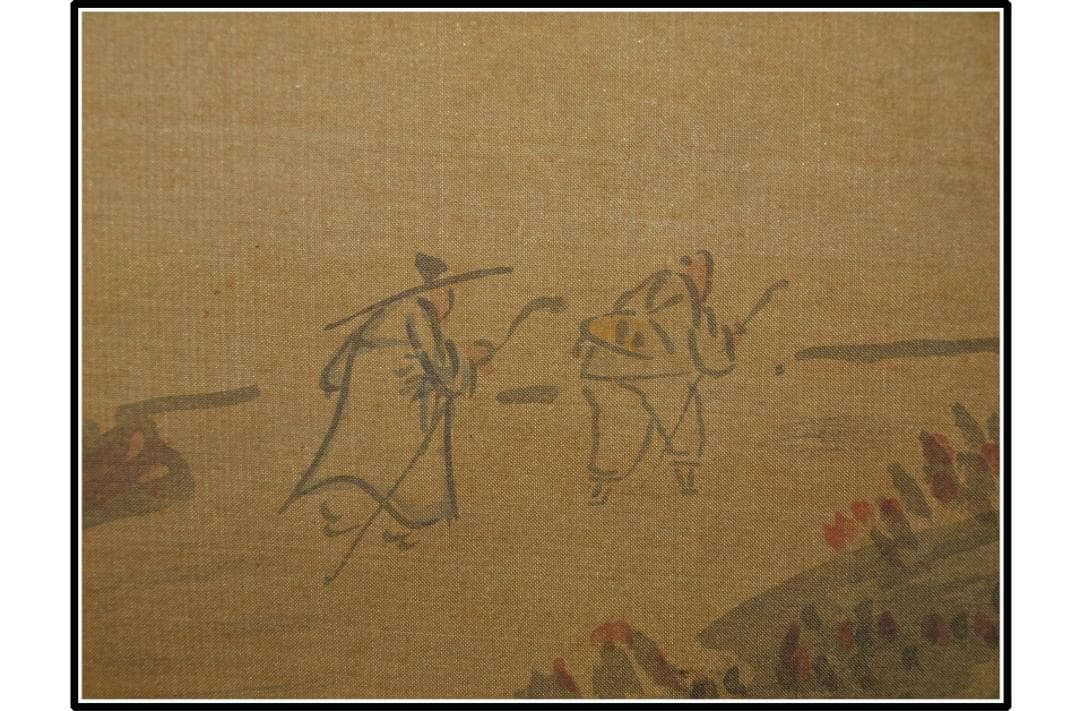 時代の掛軸　山水図肉筆保証　蔵整理不用品処理6　日本　中国X1048C15-1