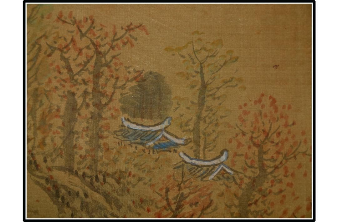 時代の掛軸　山水図肉筆保証　蔵整理不用品処理6　日本　中国X1048C15-1