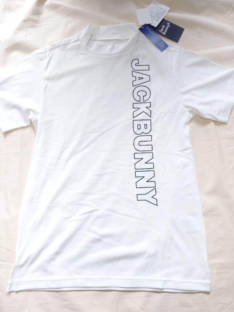 4サイズM ホワイト メンズ モックネック 半袖 ジャックバニー ゴルフウエア